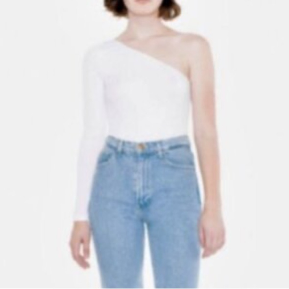 American Apparel One Shoulder One Arm Long Sleeve Ribbed Top